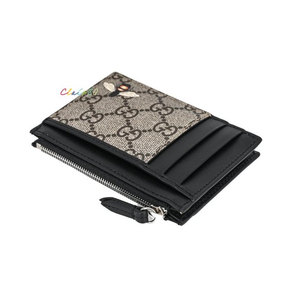 Gucci Bee Print GG Supreme Card Case - Picture 2 of 7